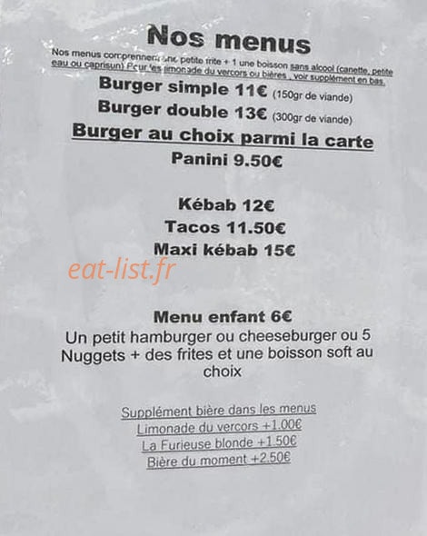 Snack l'Igloo — carte page 1
