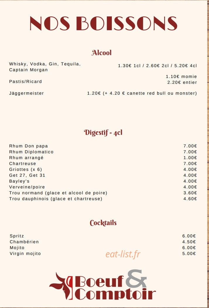 Boeuf et Comptoir — carte page 4