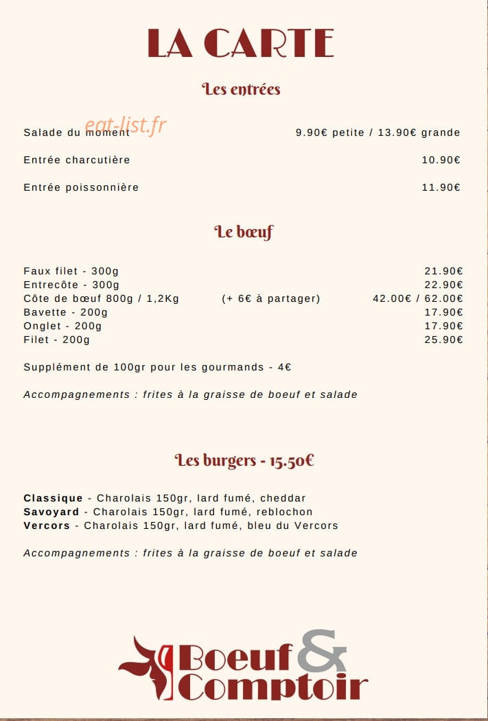 Boeuf et Comptoir — carte page 2
