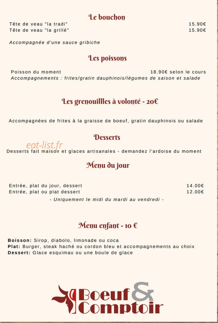 Boeuf et Comptoir — carte page 3