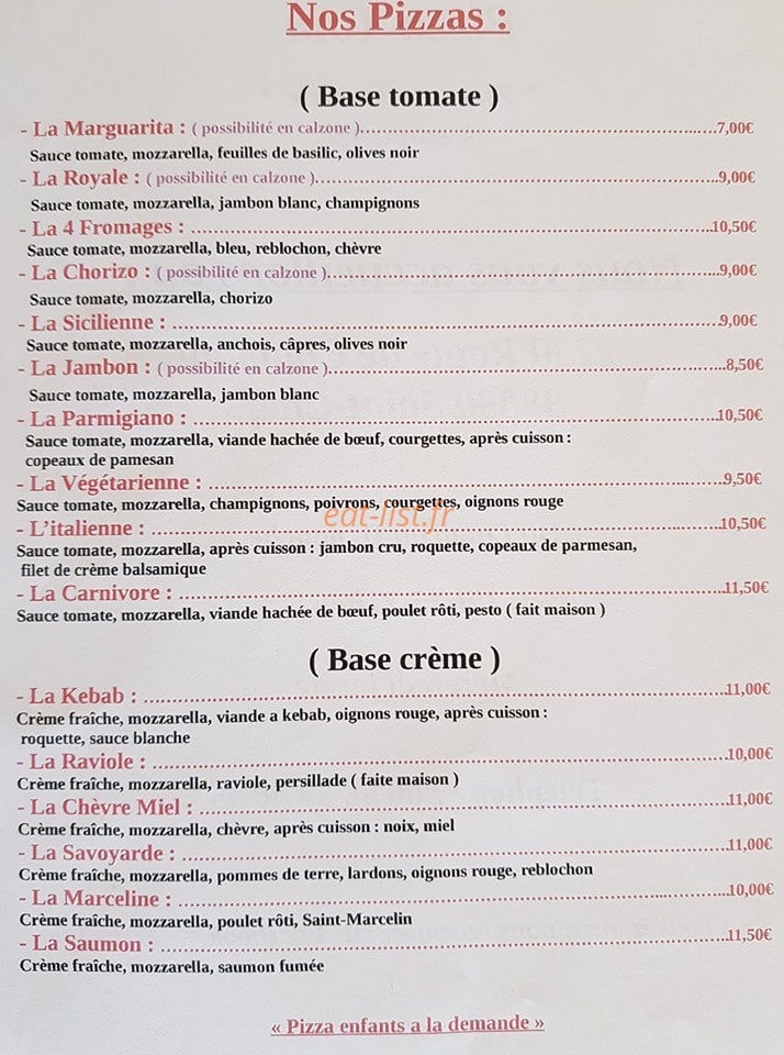 Pizza Tom — carte page 1