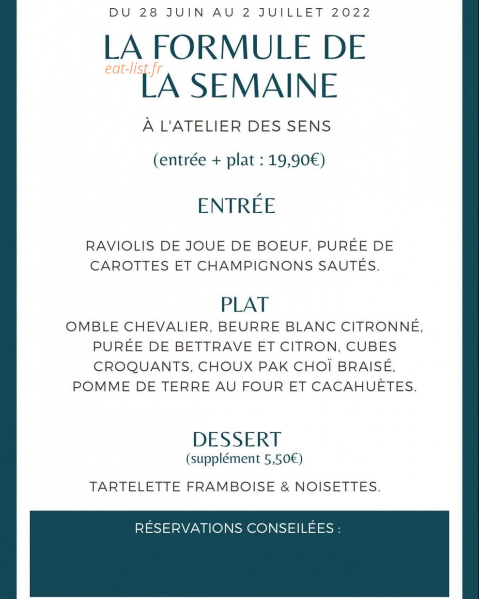 Atelier Des Sens — carte page 1