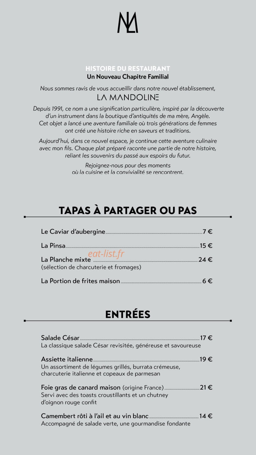 La Mandoline — carte page 1