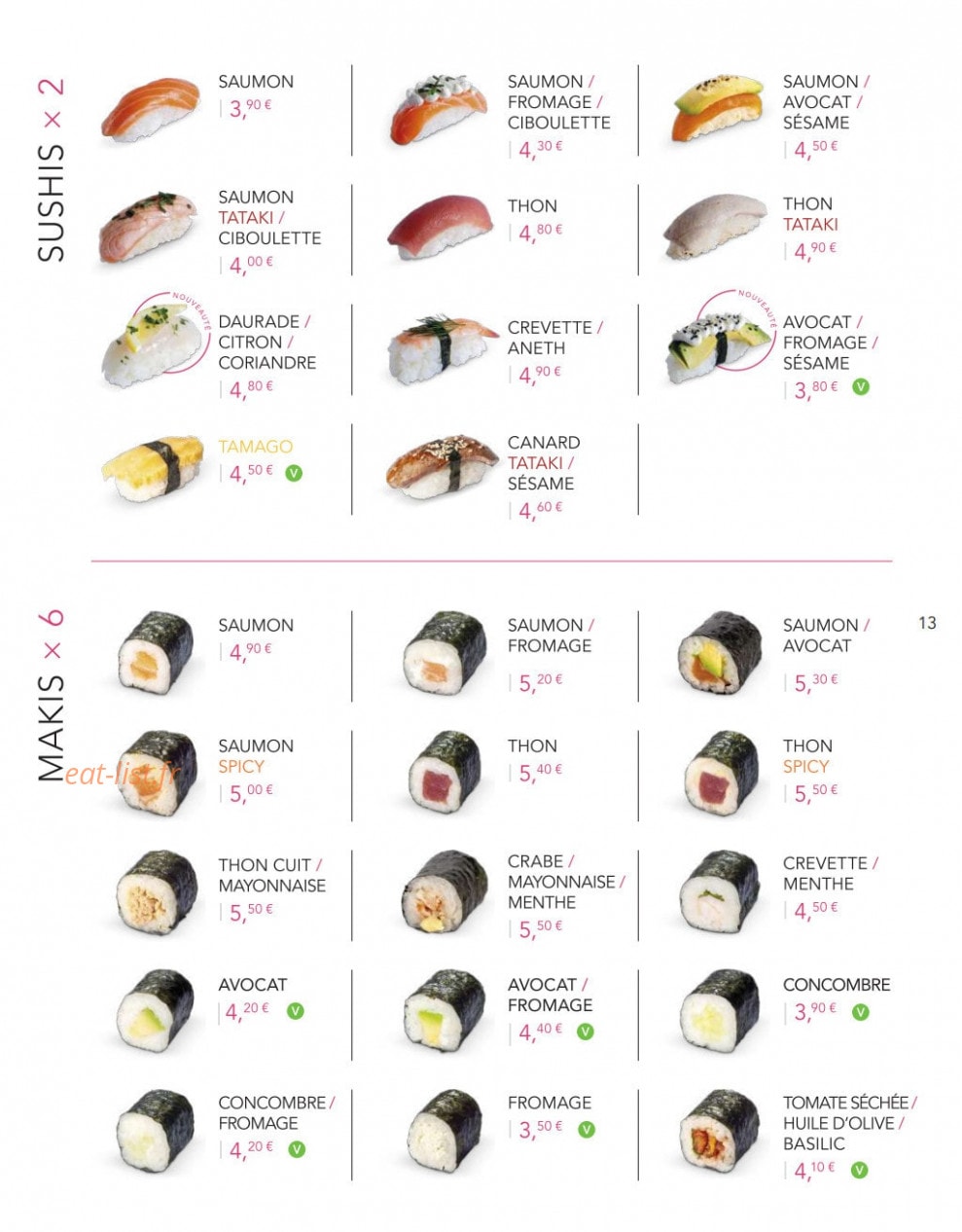 Lady Sushi — carte page 11