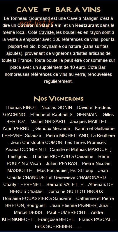 Le Tonneau Gourmand — carte page 2
