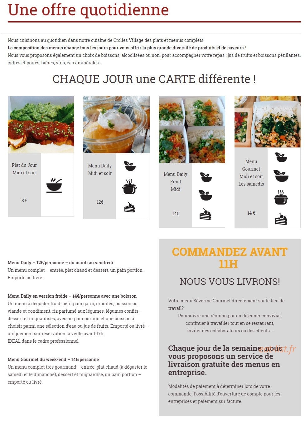 Severine Gourmet — carte page 2