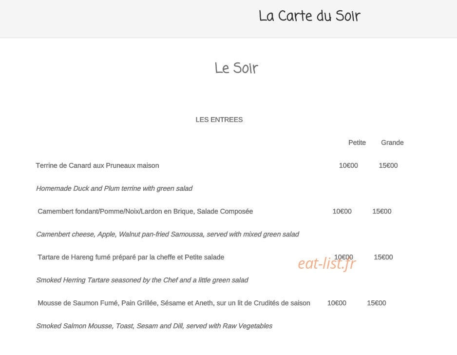 Le Chalet — carte page 5