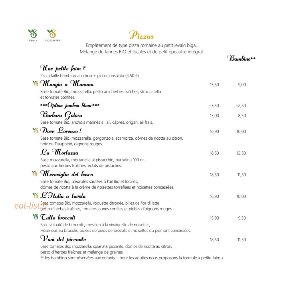 Pizza sana — carte page 2