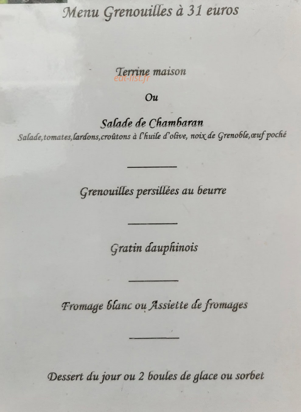 L'Auberge des Chasseurs — carte page 4