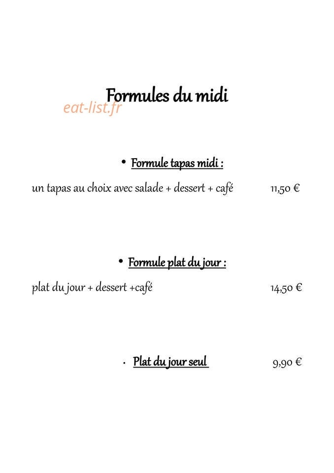 Aux dix Vins — carte page 1