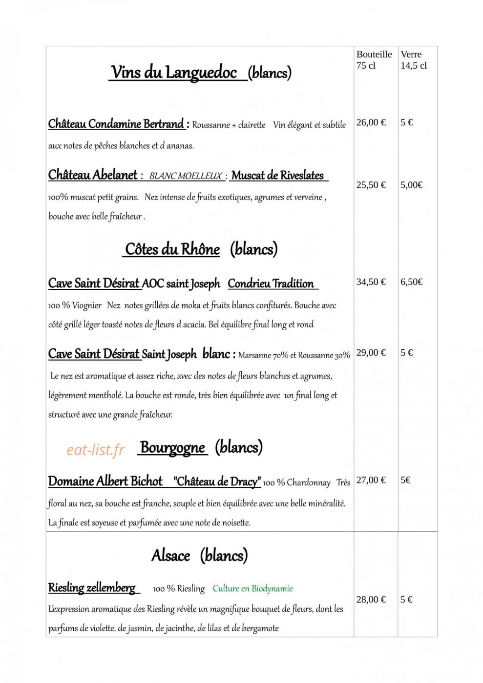 Aux dix Vins — carte page 7