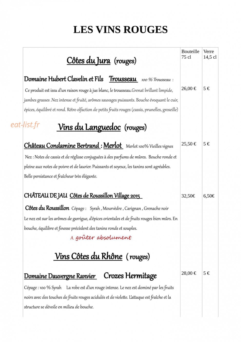 Aux dix Vins — carte page 8
