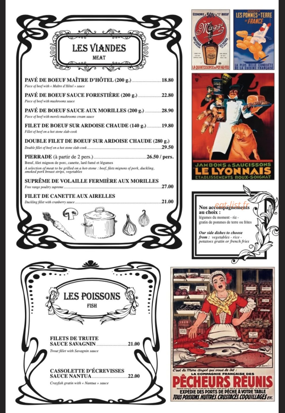 Aux Plaisirs d'Antan — carte page 2