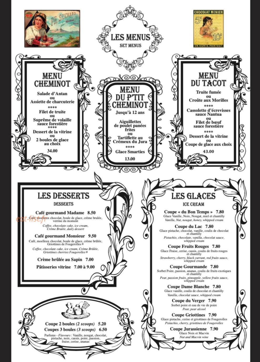 Aux Plaisirs d'Antan — carte page 1