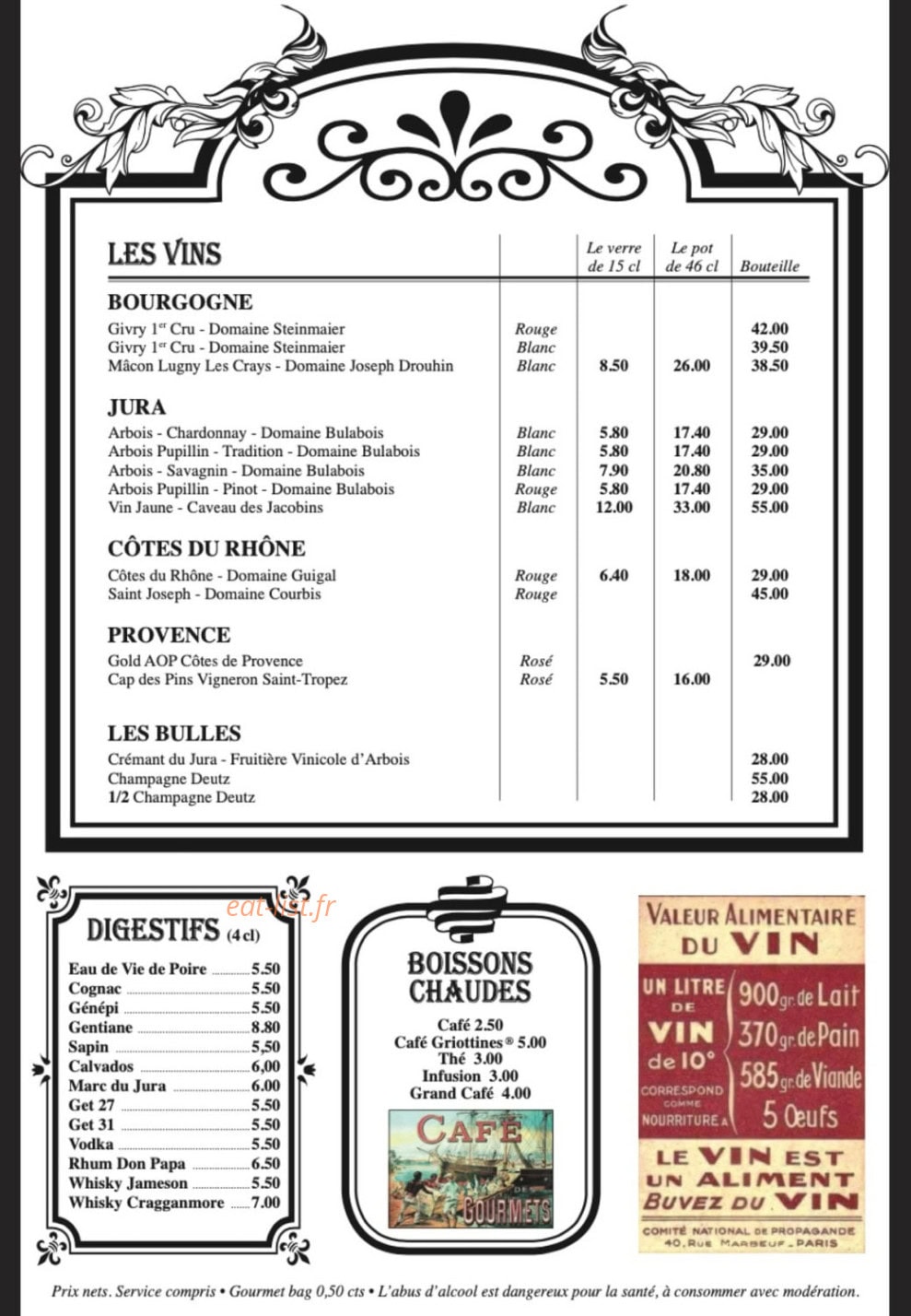 Aux Plaisirs d'Antan — carte page 6