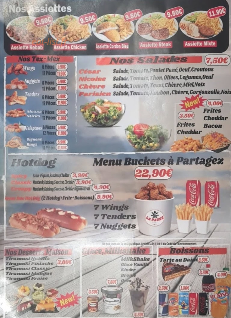 Burger One — carte page 1