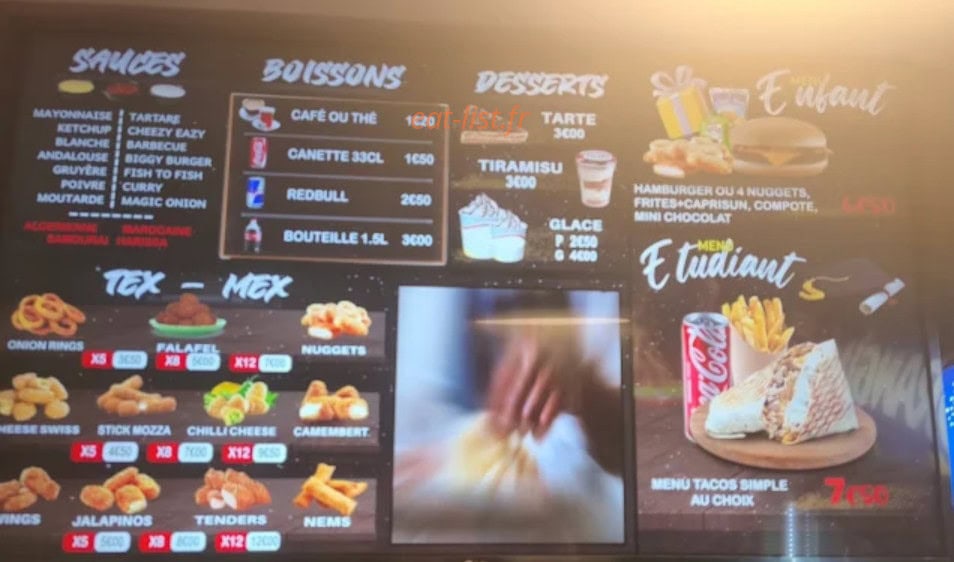 Carte et menu de Jura Food à Lons le Saunier — Boissons, desserts