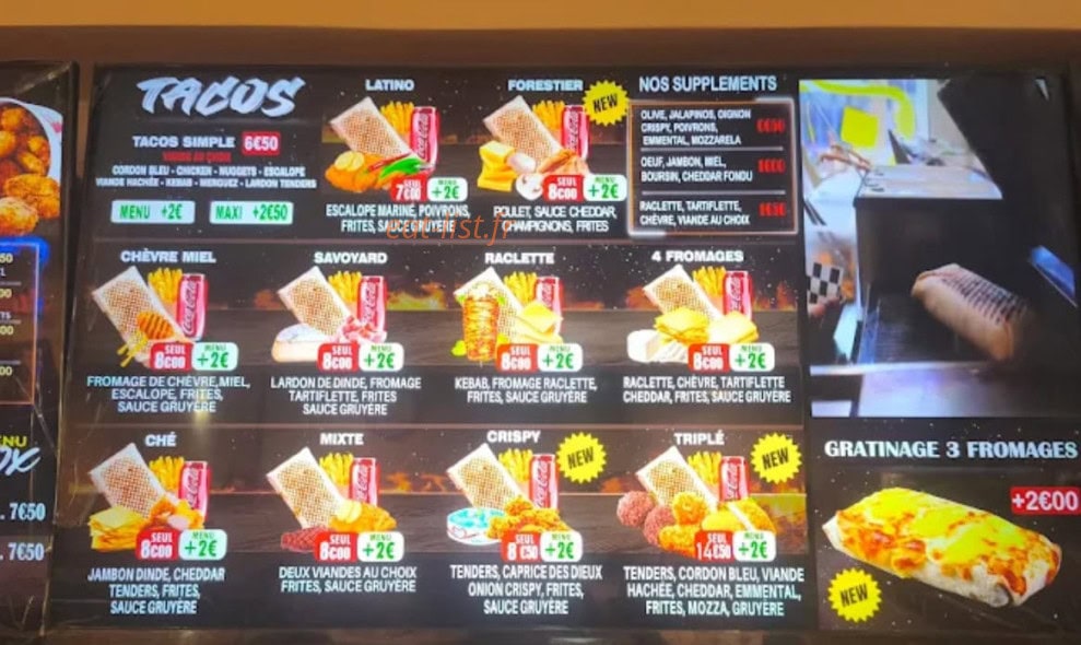 Carte et menu de Jura Food à Lons le Saunier — Tacos