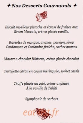Carte et menu de La Comédie à Lons le Saunier — Les desserts