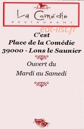 Carte et menu La Comédie Lons le Saunier