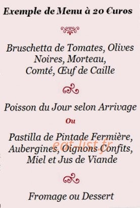 Carte et menu de La Comédie à Lons le Saunier — Les exemples menus