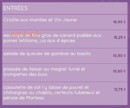La Petite Auberge — carte page 1