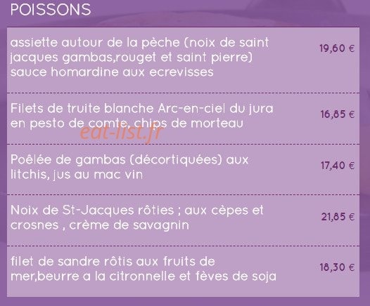 La Petite Auberge — carte page 2