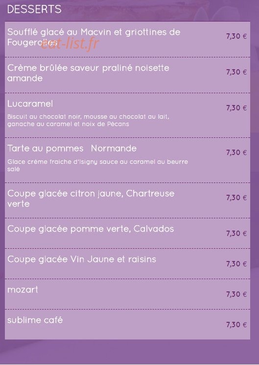La Petite Auberge — carte page 7