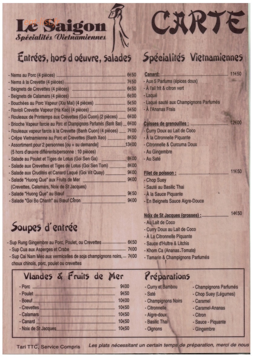 Le Saïgon — carte page 7