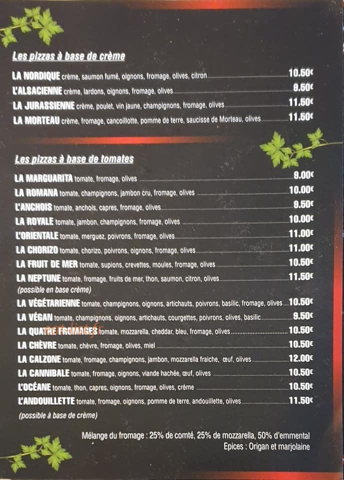 Pizzeria chez le Mach — carte page 2
