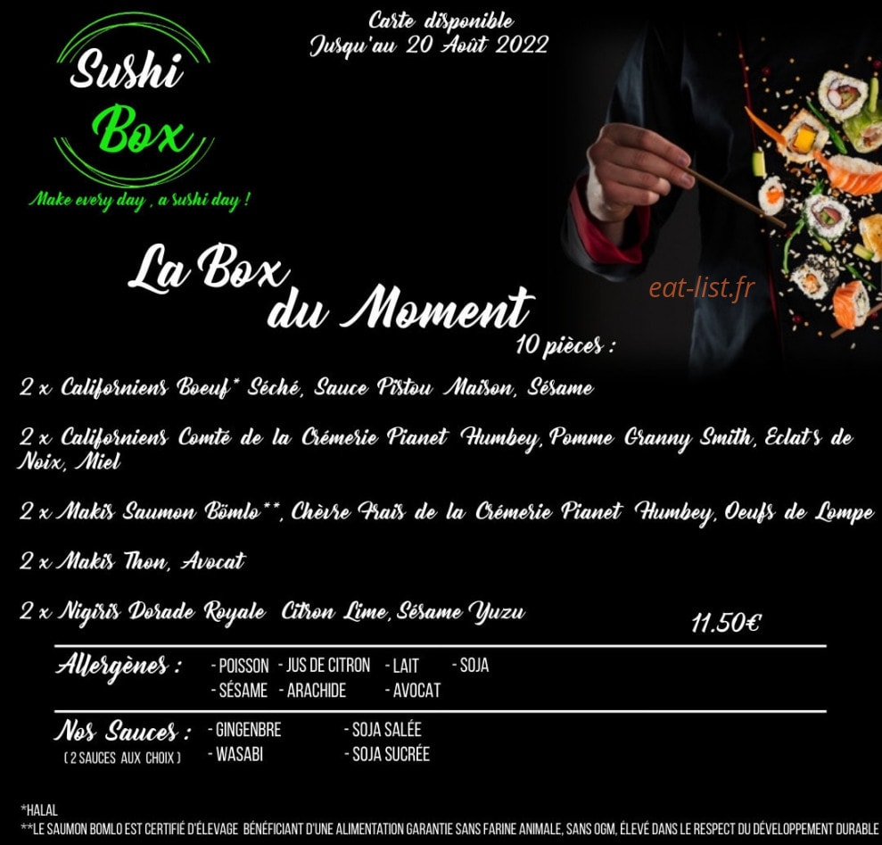 Sushi Box — carte page 1