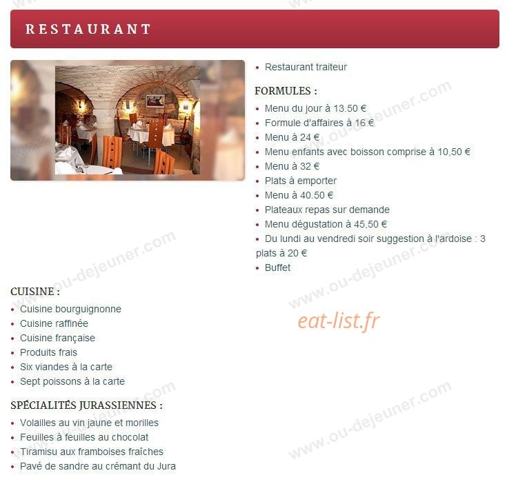 Au Cinq Sens — carte page 1
