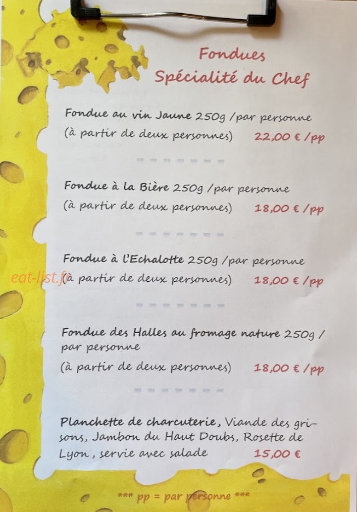 Bouillon des Halles — carte page 1