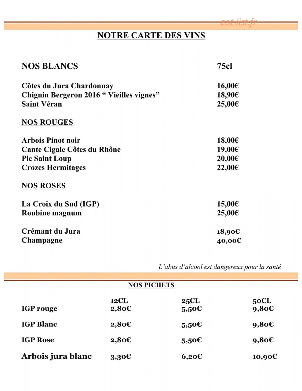 Cav'o Gourmand — carte page 8