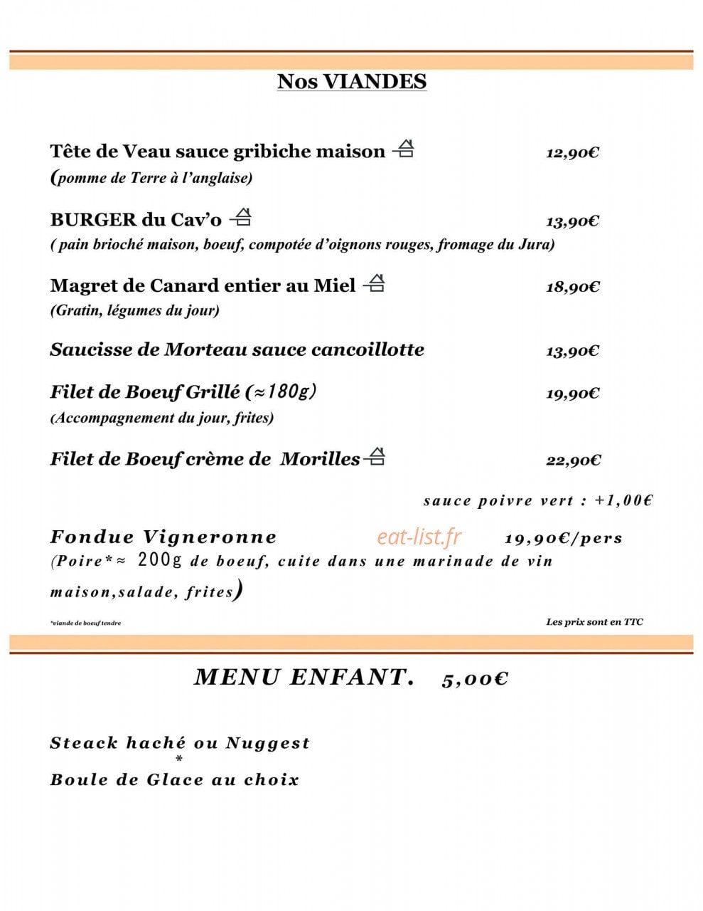 Cav'o Gourmand — carte page 3