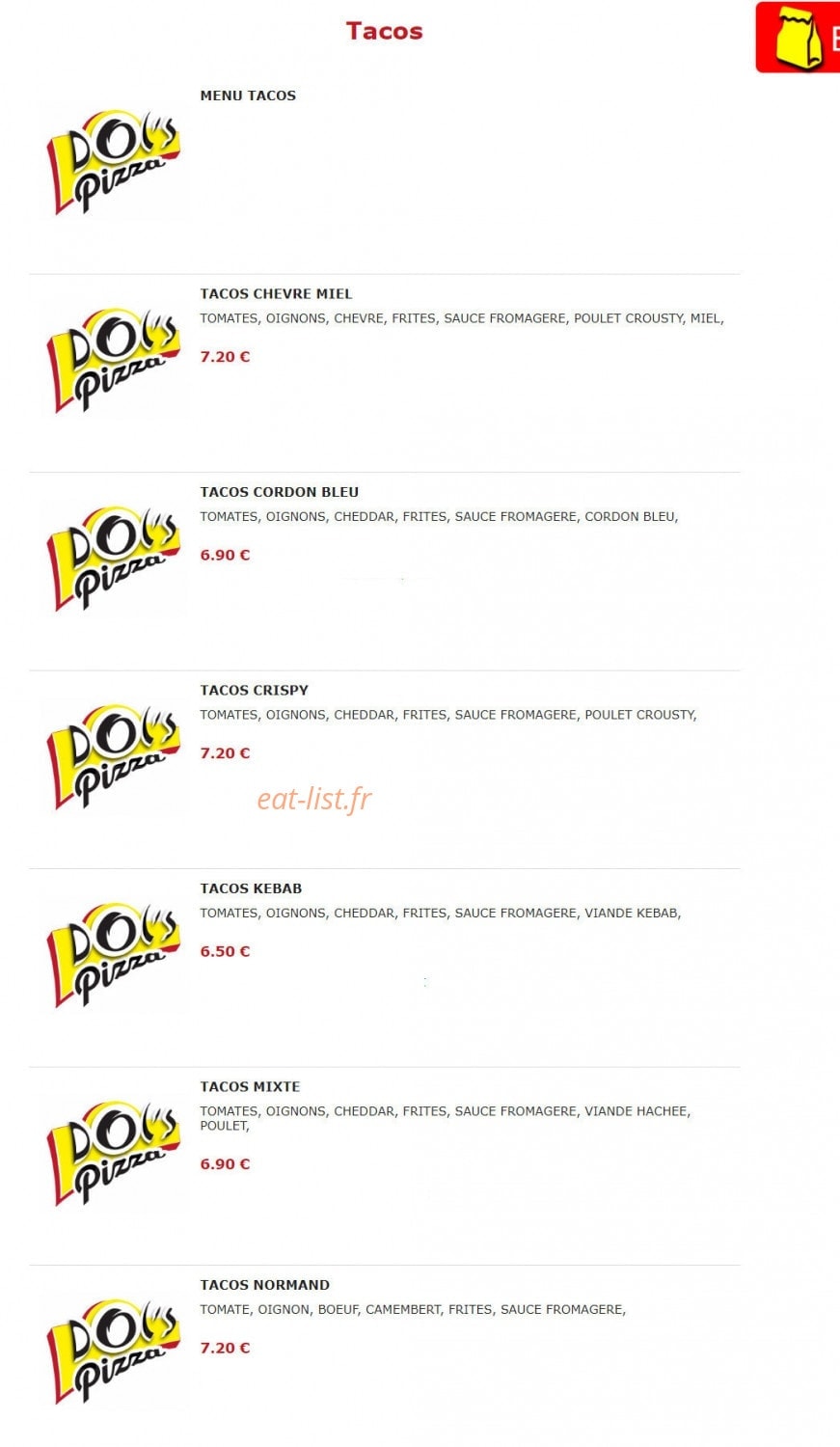 Dol's Pizza — carte page 3