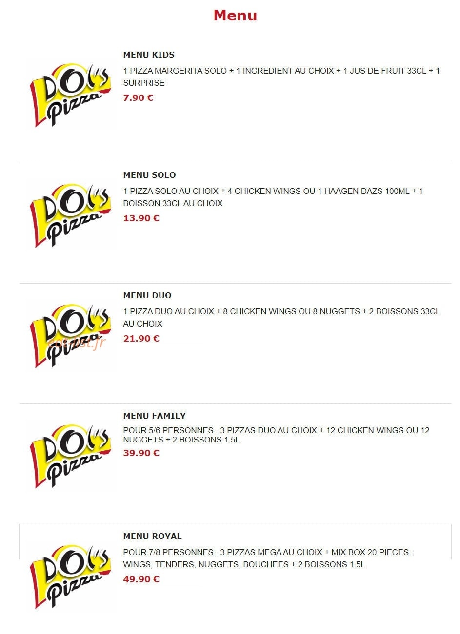 Dol's Pizza — carte page 2