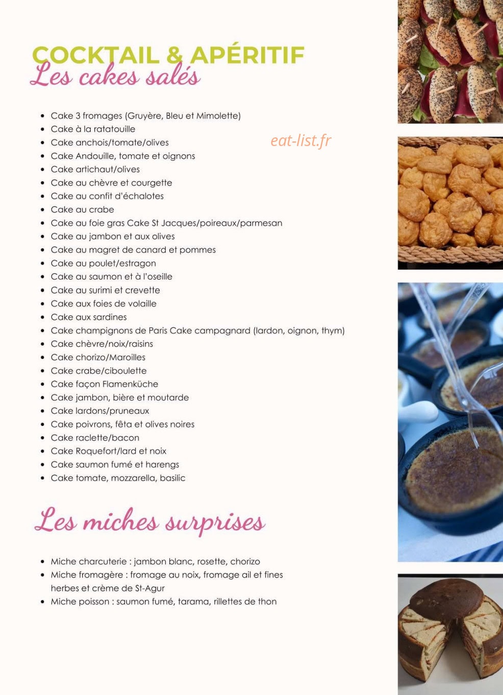 Eventail Gourmand — carte page 6
