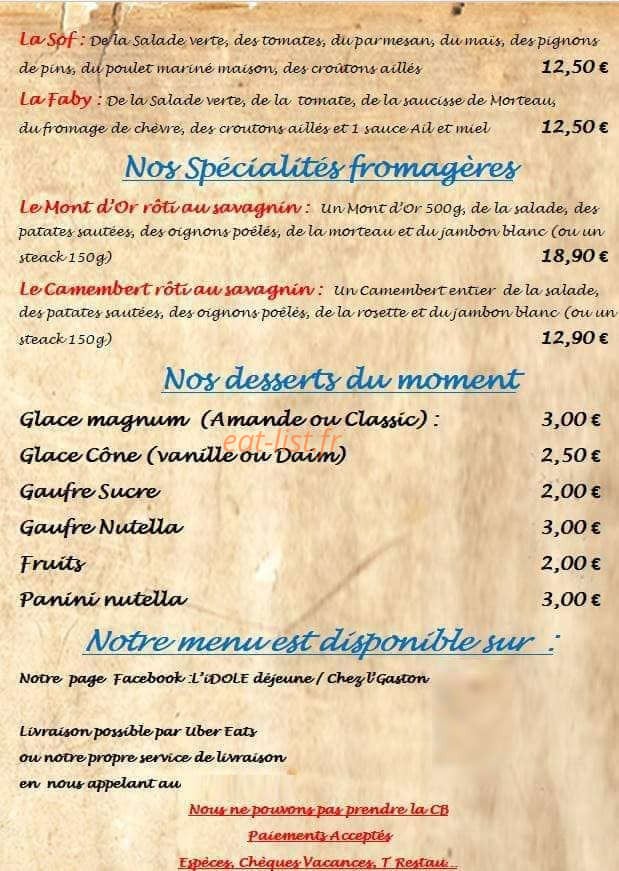 L'idole Déjeune — carte page 4