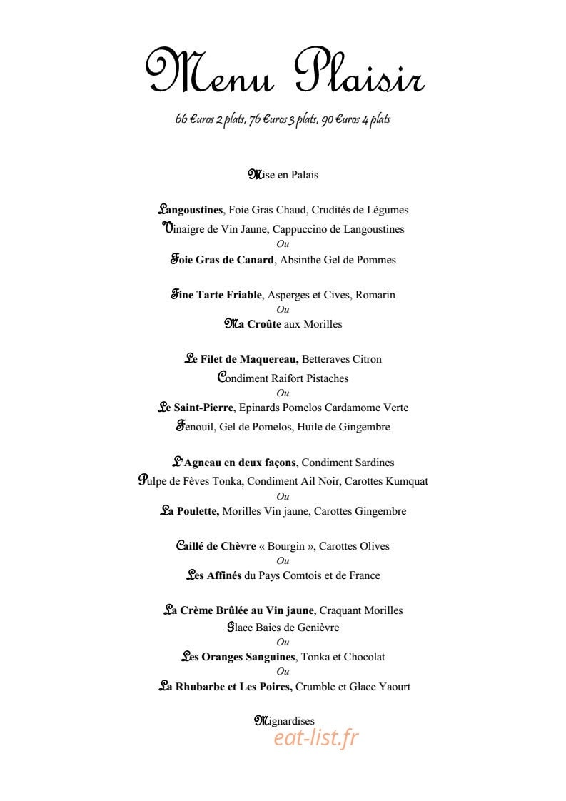 La Chaumière — carte page 1
