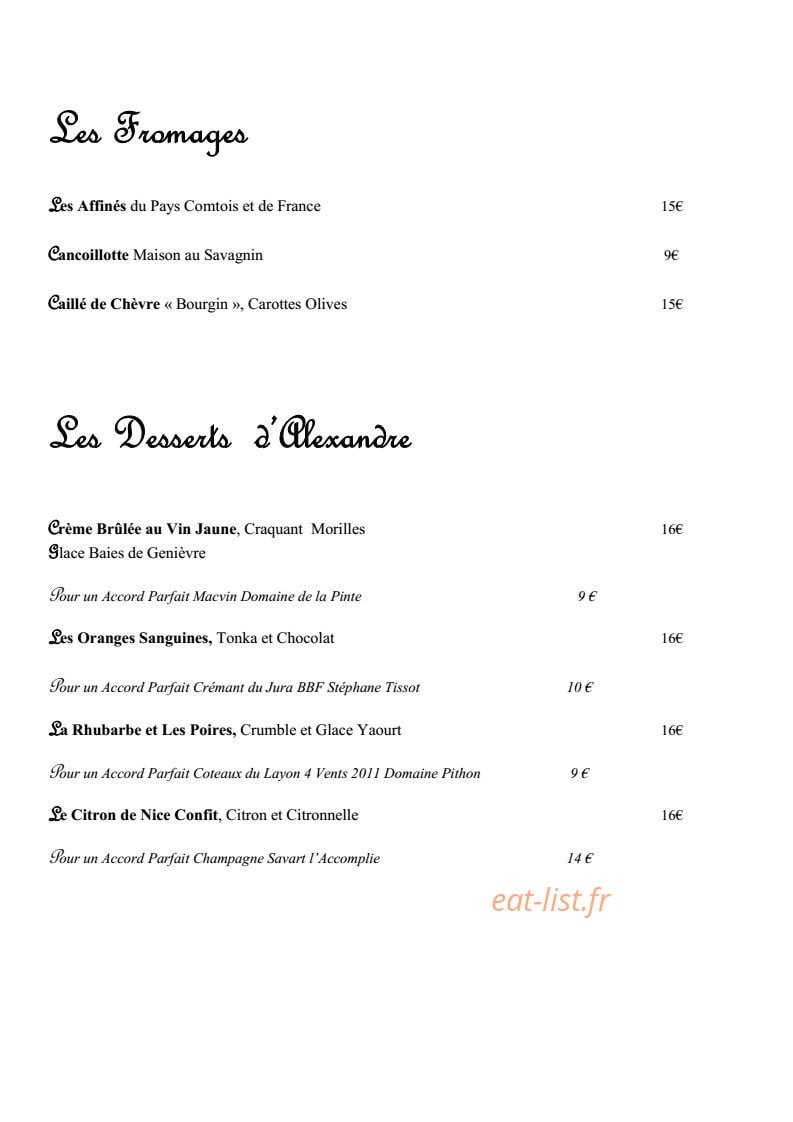 La Chaumière — carte page 3