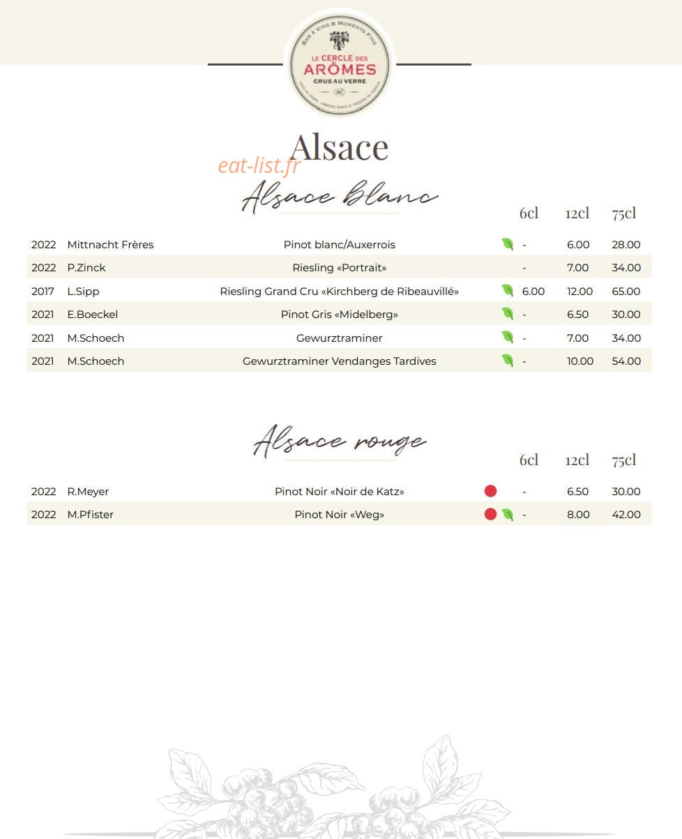 Le Cercle des Arômes — carte page 4