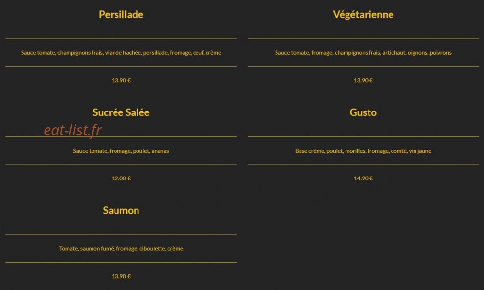 Pizz'Factory — carte page 4