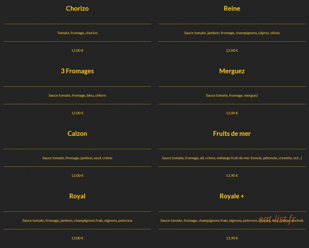 Pizz'Factory — carte page 2
