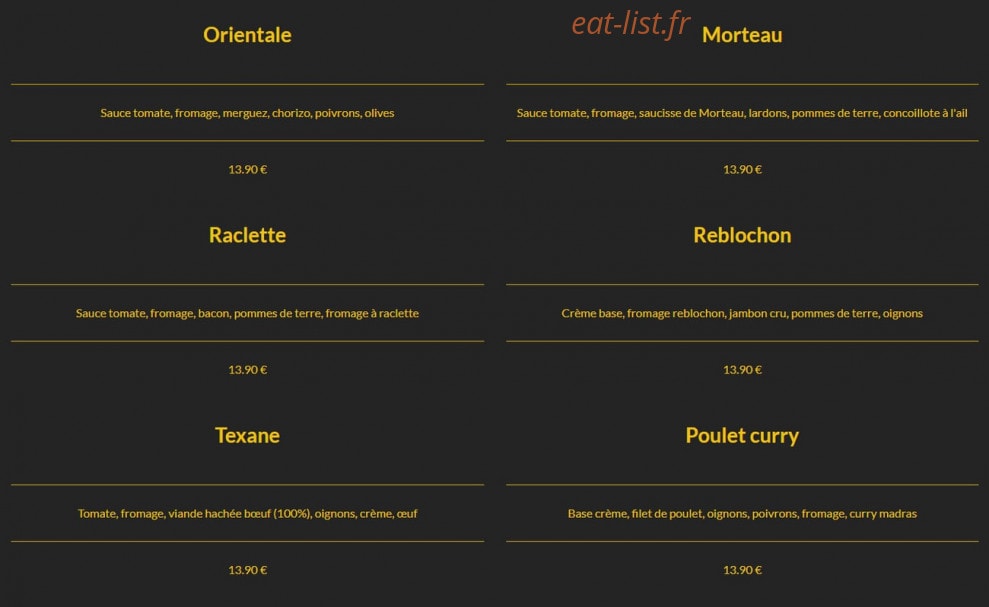 Pizz'Factory — carte page 3
