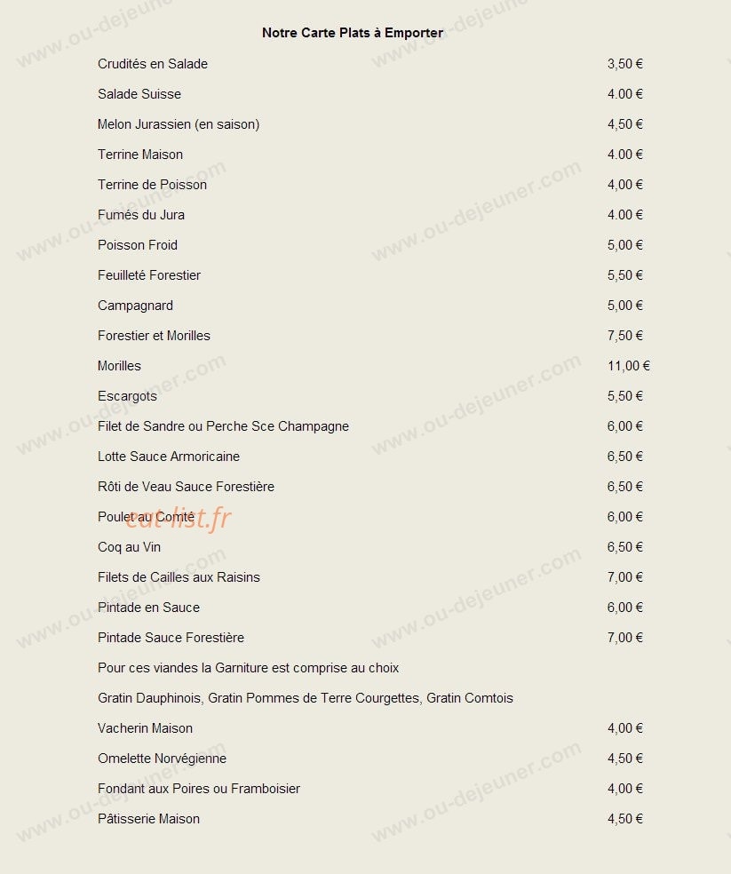 Restaurant Auberge du Comtois — carte page 4