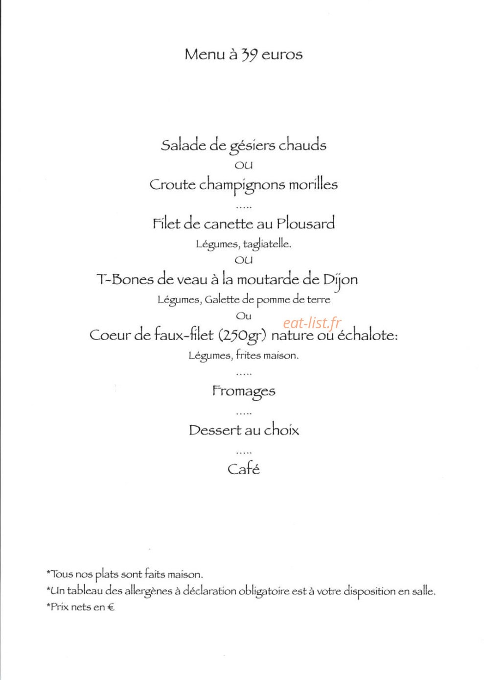 Auberge Du Comtois — carte page 3