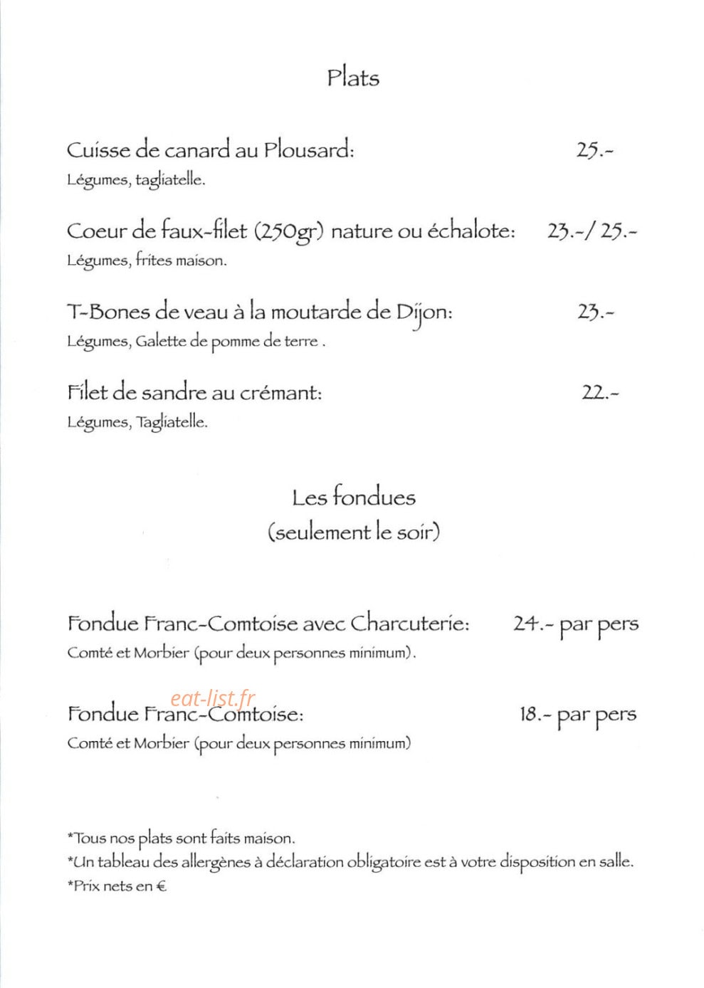 Auberge Du Comtois — carte page 5
