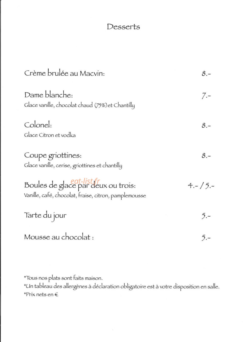 Auberge Du Comtois — carte page 4