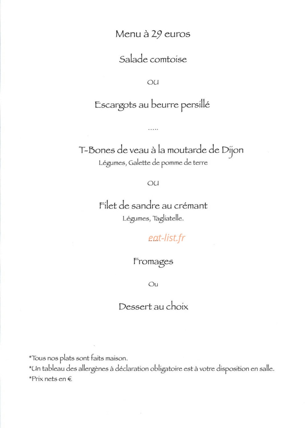 Auberge Du Comtois — carte page 2